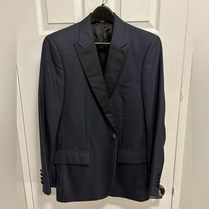 DIOR Homme Virgin Wool midnight navy blue Tuxedo Blazer Jacket 50R ( 40R us )